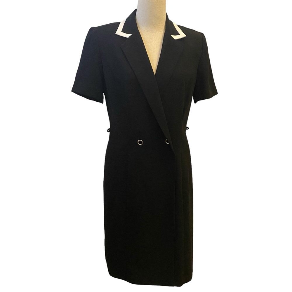 Long blazer/dress in black with white trim